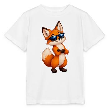 Fuchs mit Sonnenbrille Charme - Stanley/Stella Kinder T-Shirt MINI CREATOR  - Weiß - Vorne - Maike (125cm)