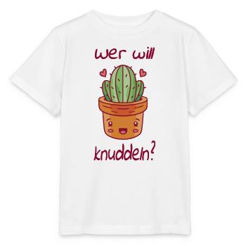 Kaktus Humor Wer Will Knuddeln Geschenkidee - Stanley/Stella Kinder T-Shirt MINI CREATOR  - Weiß - Vorne - Maike (125cm)