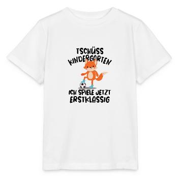 Einschulung Erste Klasse Fußball Spruch Junge Ball - Stanley/Stella Kinder T-Shirt MINI CREATOR  - Weiß - Vorne - Maike (125cm)