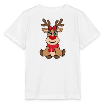 Reindeer Girl Christmas Rudolph Christmassy - Stanley/Stella MINI CREATOR Kids’ T-Shirt - white - Front - Maike (125cm)