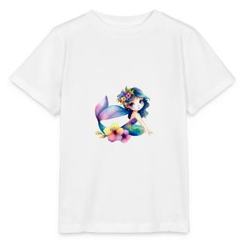 Petite Sirène avec des Fleurs - T-shirt bio MINI CREATOR Stanley/Stella Enfant - blanc - Devant - Maike (125cm)