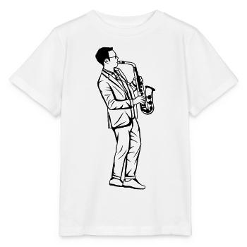 Saxophonist - Stanley/Stella Kinder T-Shirt MINI CREATOR  - Weiß - Vorne - Maike (125cm)
