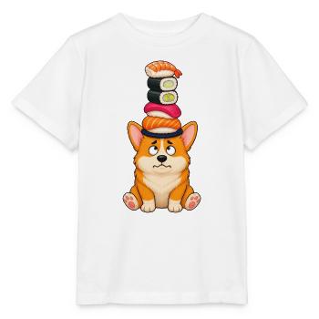 Corgi Balancing Sushi Stack Lustiges Design - Stanley/Stella Kinder T-Shirt MINI CREATOR  - Weiß - Vorne - Maike (125cm)