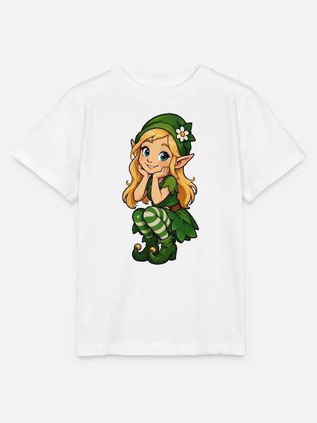 Grüne Elfenfreundin Illustration - Stanley/Stella Kinder T-Shirt MINI CREATOR  - Weiß