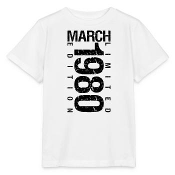 Anniversaire Mars 1980 Mars né en Mars - T-shirt bio MINI CREATOR Stanley/Stella Enfant - blanc - Devant - Maike (125cm)