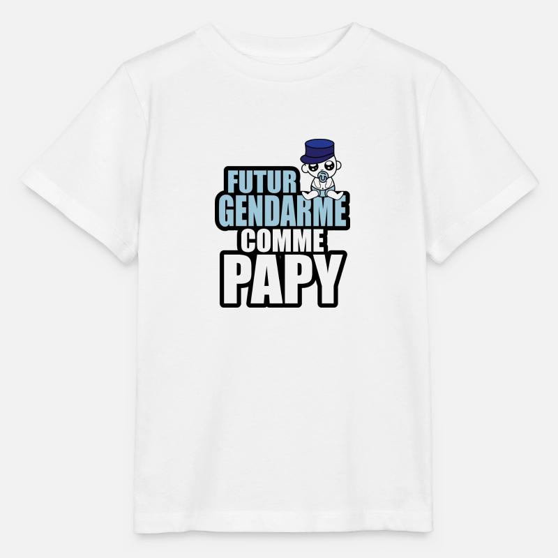 futur gendarme comme papy - T-shirt bio MINI CREATOR Stanley/Stella Enfant - blanc