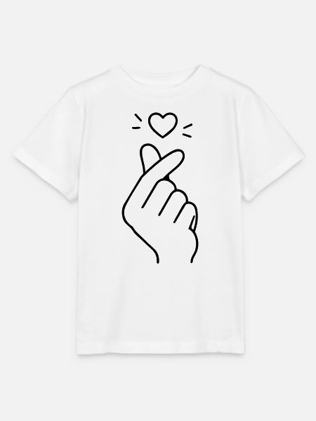Finger Heart Line Art | Minimal Love Gesture - Stanley/Stella Kinder T-Shirt MINI CREATOR - Weiß