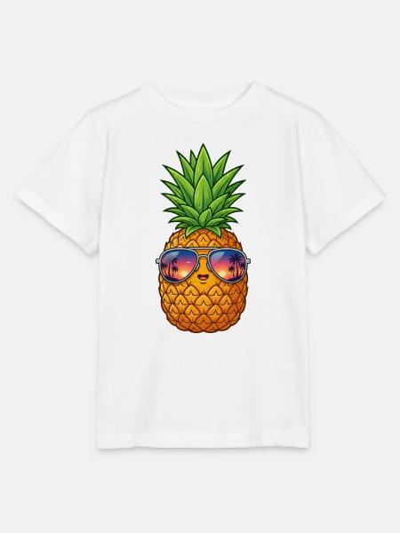 Ananas mit Sonnenbrillen und Palmen - Stanley/Stella Kinder T-Shirt MINI CREATOR - Weiß