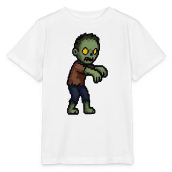 Pixelzombie mit Gelben Augen - Stanley/Stella Kinder T-Shirt MINI CREATOR  - Weiß - Vorne - Maike (125cm)