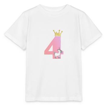 4! Einhorn Krone - personalisierbar - Stanley/Stella Kinder T-Shirt MINI CREATOR  - Weiß - Vorne - Maike (125cm)