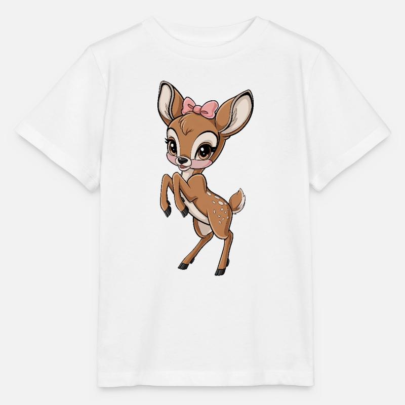 Mignon faon avec noeud - T-shirt bio MINI CREATOR Stanley/Stella Enfant - blanc