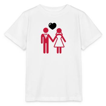 Mariée et le marié avec coeur - T-shirt bio MINI CREATOR Stanley/Stella Enfant - blanc - Devant - Maike (125cm)
