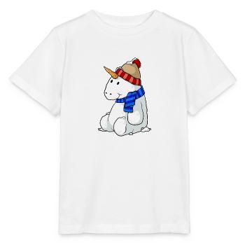 dessin animé licorne bonhomme de neige - T-shirt bio MINI CREATOR Stanley/Stella Enfant - blanc - Devant - Maike (125cm)