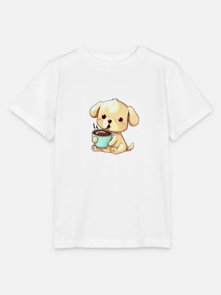 Kaffee trinkender Hund - Stanley/Stella Kinder T-Shirt MINI CREATOR - Weiß