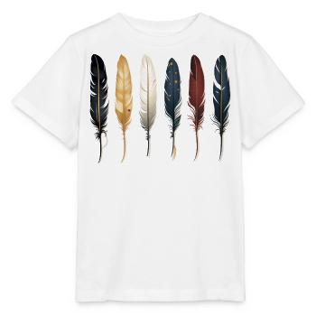 6 individual feathers next to each other, Native American, pattern - Stanley/Stella MINI CREATOR Kids’ T-Shirt - white - Front - Maike (125cm)