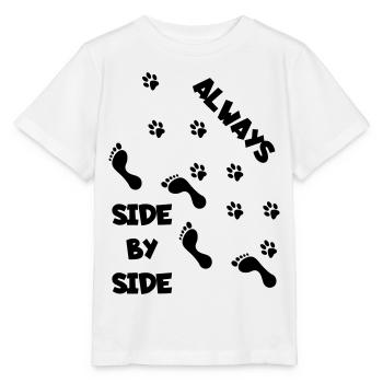 Side by side with dog * - Stanley/Stella MINI CREATOR Kids’ T-Shirt - white - Front - Maike (125cm)