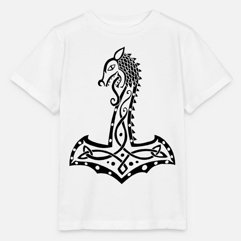 Loup noir et marteau de Thor - T-shirt bio MINI CREATOR Stanley/Stella Enfant - blanc