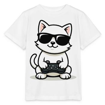 Gamer Cat Coolness - Stanley/Stella Kinder T-Shirt MINI CREATOR  - Weiß - Vorne - Maike (125cm)