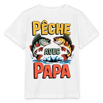 Poissonage Parentale - Pêche avec Papa - T-shirt bio MINI CREATOR Stanley/Stella Enfant - blanc - Devant - Maike (125cm)