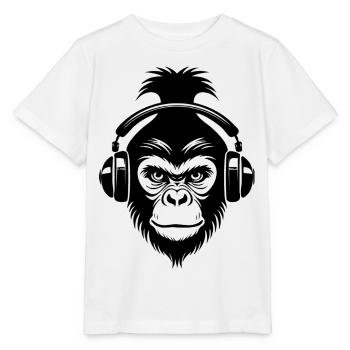 Relaxed Monkey Wireless Headphones Cafe Shirt - Stanley/Stella MINI CREATOR Kids’ T-Shirt - white - Front - Maike (125cm)