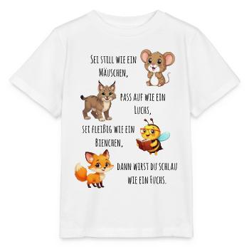 Waldfreunde Lernspruch für den Schulanfang 2026 - Stanley/Stella Kinder T-Shirt MINI CREATOR  - Weiß - Vorne - Maike (125cm)