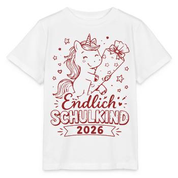 Endlich Schulkind 2026 Unicorn - Stanley/Stella Kinder T-Shirt MINI CREATOR  - Weiß - Vorne - Maike (125cm)