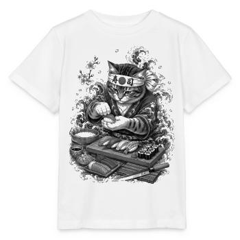 Sushi Katze im japanischen Irezumi Stil - Stanley/Stella Kinder T-Shirt MINI CREATOR  - Weiß - Vorne - Maike (125cm)