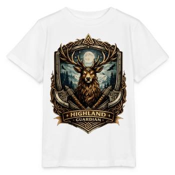 Highland Guardian Deer Crest - Stanley/Stella MINI CREATOR Kids’ T-Shirt - white - Front - Maike (125cm)