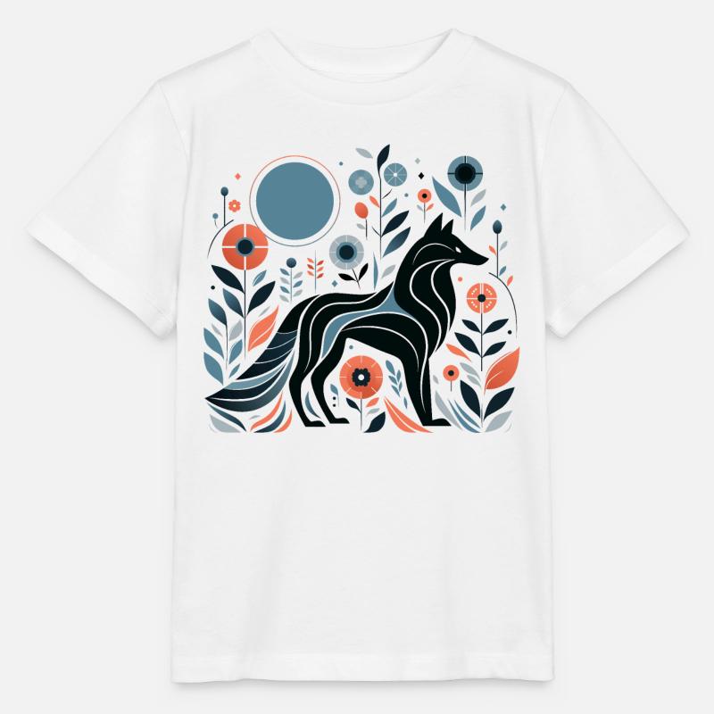 Loup floral - T-shirt bio MINI CREATOR Stanley/Stella Enfant - blanc