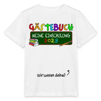 Gästebuch Einschulung 2023 Unterschreiben Kinder - Stanley/Stella Kinder T-Shirt MINI CREATOR  - Weiß - Vorne - Maike (125cm)