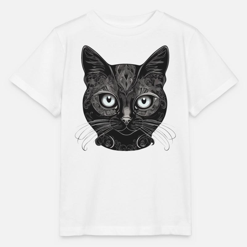 Chat noir Chat élégant - T-shirt bio MINI CREATOR Stanley/Stella Enfant - blanc