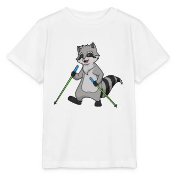 Nordic Walking Comic Raccoon - Stanley/Stella MINI CREATOR Kids’ T-Shirt - white - Front - Maike (125cm)