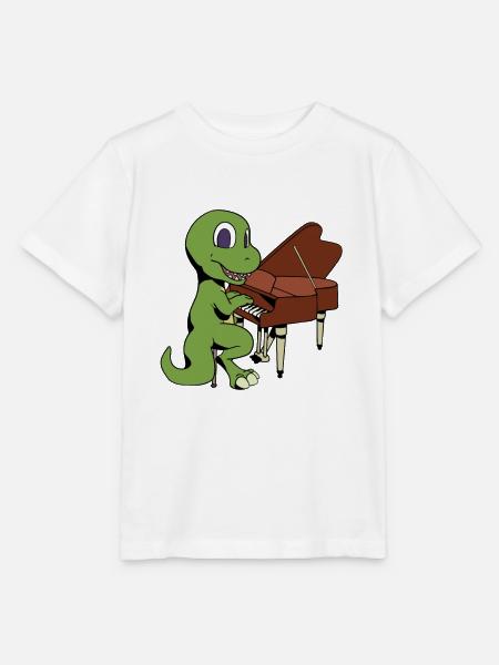 Comic TREX spielt Klavier - Stanley/Stella Kinder T-Shirt MINI CREATOR  - Weiß