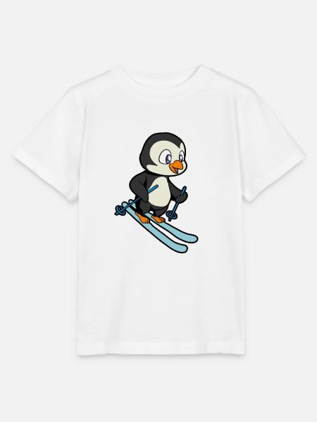 Pinguin fährt Ski - Stanley/Stella Kinder T-Shirt MINI CREATOR - Weiß