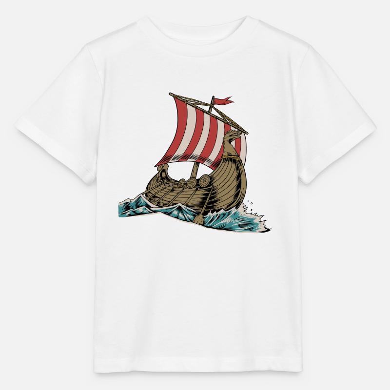 Nordic Drakkar Viking Ship - Stanley/Stella MINI CREATOR Kids’ T-Shirt - white
