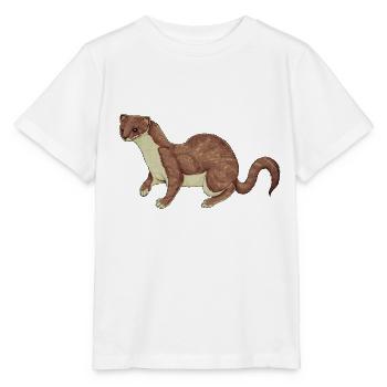 Dessin en couleur d’une belette - T-shirt bio MINI CREATOR Stanley/Stella Enfant - blanc - Devant - Maike (125cm)