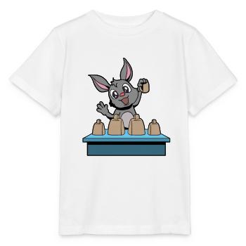 Comic Rabbit joue cowbells - T-shirt bio MINI CREATOR Stanley/Stella Enfant - blanc - Devant - Maike (125cm)