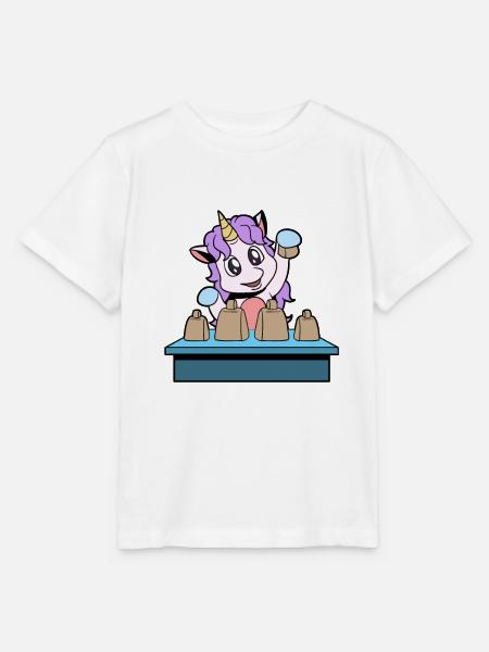 Comic Einhorn spielt Kuhglocken - Stanley/Stella Kinder T-Shirt MINI CREATOR  - Weiß