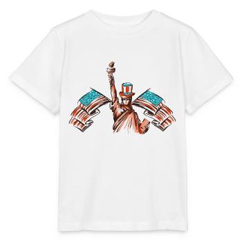 USA TORCHE AMERICA 4TH JULY FOURTH STARS STRIPES - T-shirt bio MINI CREATOR Stanley/Stella Enfant - blanc - Devant - Maike (125cm)
