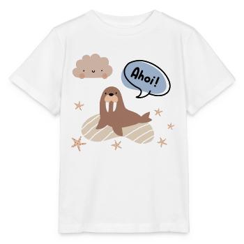 Ohé! Morse et étoile de mer | Conception côtière | Boho - T-shirt bio MINI CREATOR Stanley/Stella Enfant - blanc - Devant - Maike (125cm)