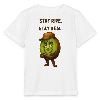 Kiwi with hat: Stay Ripe Stay Real - Stanley/Stella MINI CREATOR Kids’ T-Shirt - white - Front - Maike (125cm)