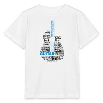 Guitare Noir/Bleu - sur lumière - T-shirt bio MINI CREATOR Stanley/Stella Enfant - blanc - Devant - Maike (125cm)