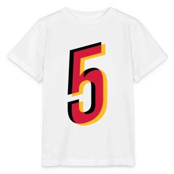Numéro 5 Allemagne Numéro de maillot Noir Rouge Or - T-shirt bio MINI CREATOR Stanley/Stella Enfant - blanc - Devant - Maike (125cm)