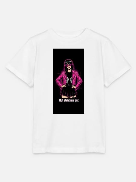 Pink Anime Rocker Girl - Stanley/Stella Kinder T-Shirt MINI CREATOR - Weiß