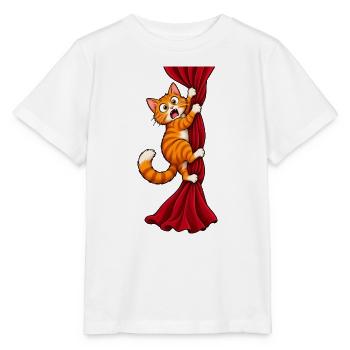 Angsthase klettert über den Vorhang - Stanley/Stella Kinder T-Shirt MINI CREATOR  - Weiß - Vorne - Maike (125cm)