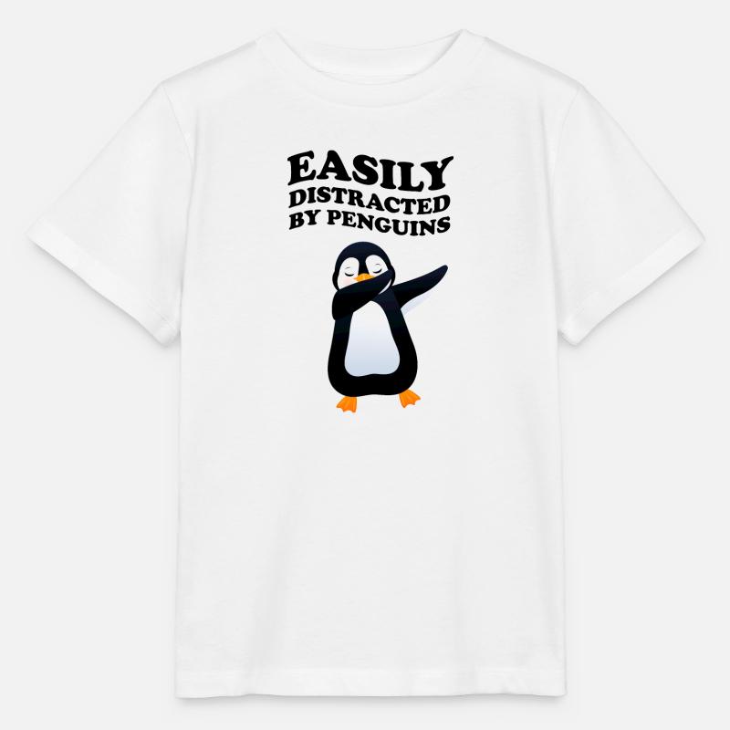 Facilement distrait par les pingouins pingouin Dab Dabbing - T-shirt bio MINI CREATOR Stanley/Stella Enfant - blanc