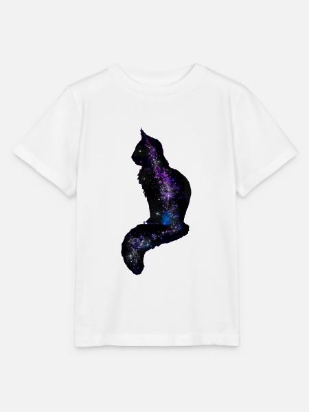 Galaxy Cat - Stanley/Stella Kinder T-Shirt MINI CREATOR  - Weiß