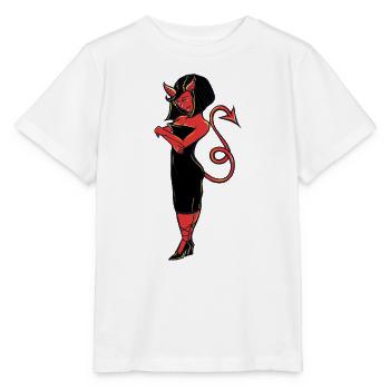 Teuflische Eleganz in rotem Kleid - Stanley/Stella Kinder T-Shirt MINI CREATOR  - Weiß - Vorne - Maike (125cm)