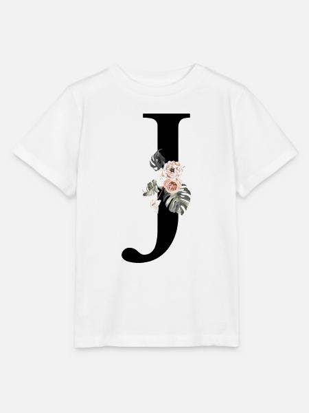Tropischer floraler J-Buchstabe - Stanley/Stella Kinder T-Shirt MINI CREATOR - Weiß