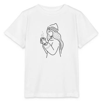 Une fille aime le chocolat chaud, une saison - T-shirt bio MINI CREATOR Stanley/Stella Enfant - blanc - Devant - Maike (125cm)